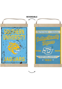 KH Sports Fan Southern University Jaguars Faux Rusted Reversible Banner Sign - Blue