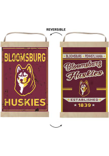 KH Sports Fan Bloomsburg University Huskies Faux Rusted Reversible Banner Sign - Red