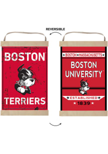 KH Sports Fan Boston Terriers Faux Rusted Reversible Banner Sign - Red