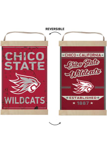 KH Sports Fan CSU Chico Wildcats Faux Rusted Reversible Banner Sign - Red