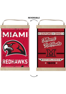 KH Sports Fan Miami RedHawks Faux Rusted Reversible Banner Sign - Red