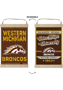 KH Sports Fan Western Michigan Broncos Faux Rusted Reversible Banner Sign - Brown