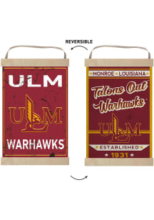 KH Sports Fan Louisiana-Monroe Warhawks Faux Rusted Reversible Banner Sign - Red