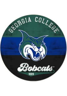 KH Sports Fan Georgia College Bobcats 20x20 Retro Multi Color Circle Sign - Blue