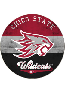 KH Sports Fan CSU Chico Wildcats 20x20 Retro Multi Color Circle Sign - Red