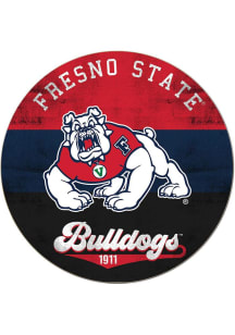 KH Sports Fan Fresno State Bulldogs 20x20 Retro Multi Color Circle Sign - Red