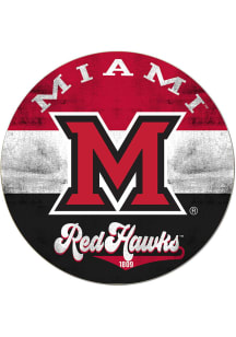 KH Sports Fan Miami RedHawks 20x20 Retro Multi Color Circle Sign - Red