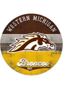 KH Sports Fan Western Michigan Broncos 20x20 Retro Multi Color Circle Sign - Brown