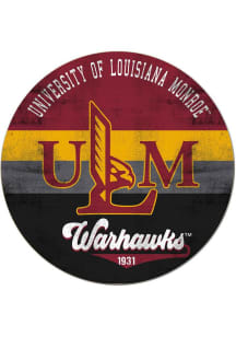 KH Sports Fan Louisiana-Monroe Warhawks 20x20 Retro Multi Color Circle Sign - Red