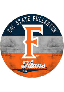 KH Sports Fan Cal State Fullerton Titans 20x20 Retro Multi Color Circle Sign - Navy Blue