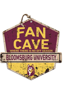 KH Sports Fan Bloomsburg University Huskies Fan Cave Rustic Badge Sign - Red