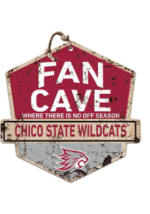 KH Sports Fan CSU Chico Wildcats Fan Cave Rustic Badge Sign - Red