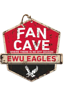 KH Sports Fan Eastern Washington Eagles Fan Cave Rustic Badge Sign - Red