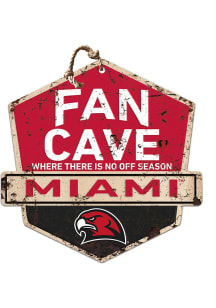 KH Sports Fan Miami RedHawks Fan Cave Rustic Badge Sign - Red