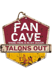 KH Sports Fan Louisiana-Monroe Warhawks Fan Cave Rustic Badge Sign - Red