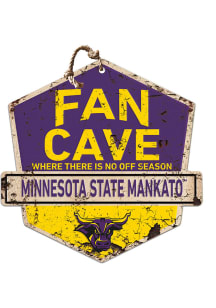 KH Sports Fan Minnesota State Mankato Mavericks Fan Cave Rustic Badge Sign - Purple