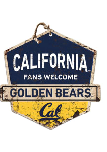 KH Sports Fan Cal Golden Bears Fans Welcome Rustic Badge Sign - Blue
