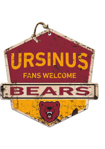 KH Sports Fan Ursinus Bears Fans Welcome Rustic Badge Sign - Red
