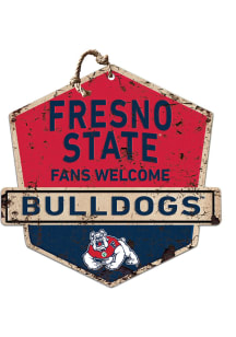 KH Sports Fan Fresno State Bulldogs Fans Welcome Rustic Badge Sign - Red
