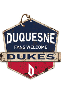KH Sports Fan Duquesne Dukes Fans Welcome Rustic Badge Sign - Red