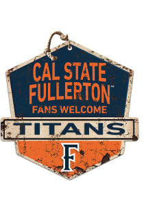 KH Sports Fan Cal State Fullerton Titans Fans Welcome Rustic Badge Sign - Navy Blue