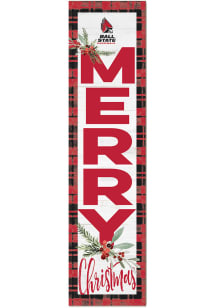 KH Sports Fan Ball State Cardinals 11x46 Merry Christmas Leaning Sign - Red