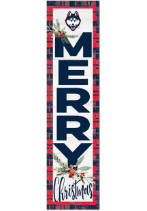 KH Sports Fan UConn Huskies 11x46 Merry Christmas Leaning Sign - White