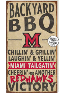 KH Sports Fan Miami RedHawks 11x20 Indoor Outdoor BBQ Sign - Red