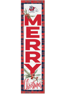 KH Sports Fan Fresno State Bulldogs 11x46 Merry Christmas Leaning Sign - Red