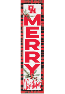 KH Sports Fan Houston Cougars 11x46 Merry Christmas Leaning Sign - Red
