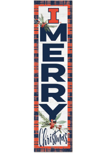 KH Sports Fan Illinois Fighting Illini 11x46 Merry Christmas Leaning Sign - Orange