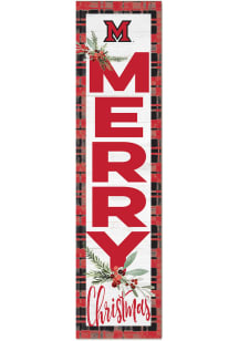 KH Sports Fan Miami RedHawks 11x46 Merry Christmas Leaning Sign - Red