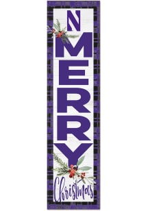 KH Sports Fan Northwestern Wildcats 11x46 Merry Christmas Leaning Sign - Purple