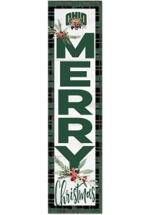 KH Sports Fan Ohio Bobcats 11x46 Merry Christmas Leaning Sign - Green