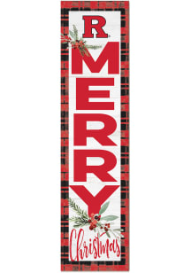 KH Sports Fan Rutgers Scarlet Knights 11x46 Merry Christmas Leaning Sign - Red