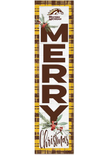 KH Sports Fan Western Michigan Broncos 11x46 Merry Christmas Leaning Sign - Brown