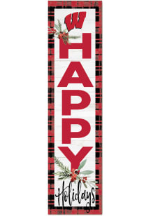KH Sports Fan Wisconsin Badgers 11x46 Merry Christmas Leaning Sign - Red