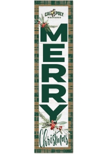 KH Sports Fan Cal Poly Mustangs 11x46 Merry Christmas Leaning Sign - Green