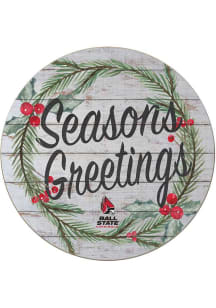 KH Sports Fan Ball State Cardinals 20x20 Weathered Seasons Greetings Sign - Grey