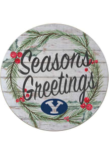 KH Sports Fan BYU Cougars 20x20 Weathered Seasons Greetings Sign - Grey