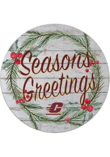 KH Sports Fan Central Michigan Chippewas 20x20 Weathered Seasons Greetings Sign - Grey
