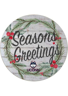 KH Sports Fan UConn Huskies 20x20 Weathered Seasons Greetings Sign - Grey