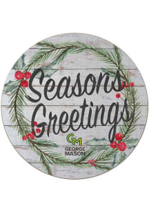 KH Sports Fan George Mason University 20x20 Weathered Seasons Greetings Sign - Grey
