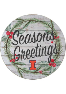 KH Sports Fan Illinois Fighting Illini 20x20 Weathered Seasons Greetings Sign - Grey