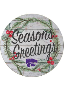 KH Sports Fan K-State Wildcats 20x20 Weathered Seasons Greetings Sign - Grey