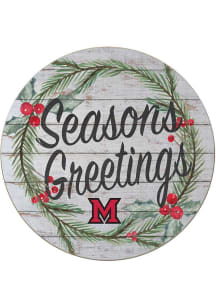 KH Sports Fan Miami RedHawks 20x20 Weathered Seasons Greetings Sign - Grey