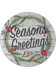 KH Sports Fan Purdue Boilermakers 20x20 Weathered Seasons Greetings Sign - Grey