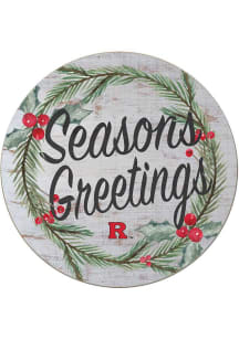 KH Sports Fan Rutgers Scarlet Knights 20x20 Weathered Seasons Greetings Sign - Grey