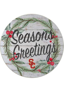 KH Sports Fan USC Trojans 20x20 Weathered Seasons Greetings Sign - Grey