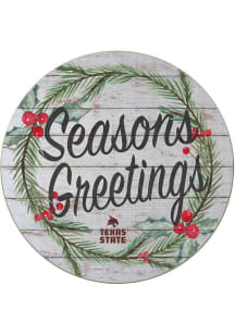 KH Sports Fan Texas State Bobcats 20x20 Weathered Seasons Greetings Sign - Grey
